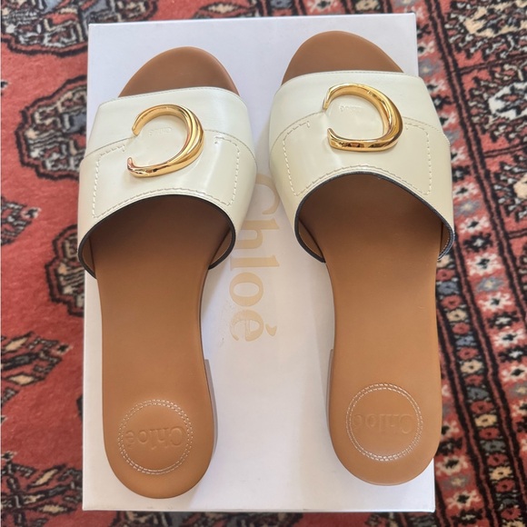 Chloe Cream and Gold Women's Slide Sandals